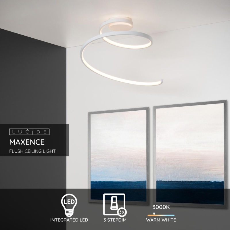 Lucide MAXENCE - Zapustené stropné svietidlo - Ø 46 cm - LED Rozm. - 1x24W 3000K - 3 StepDim - Biela
